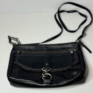 The Sak Ventura Black Leather Adjustable Removable Strap Crossbody Handbag Purse